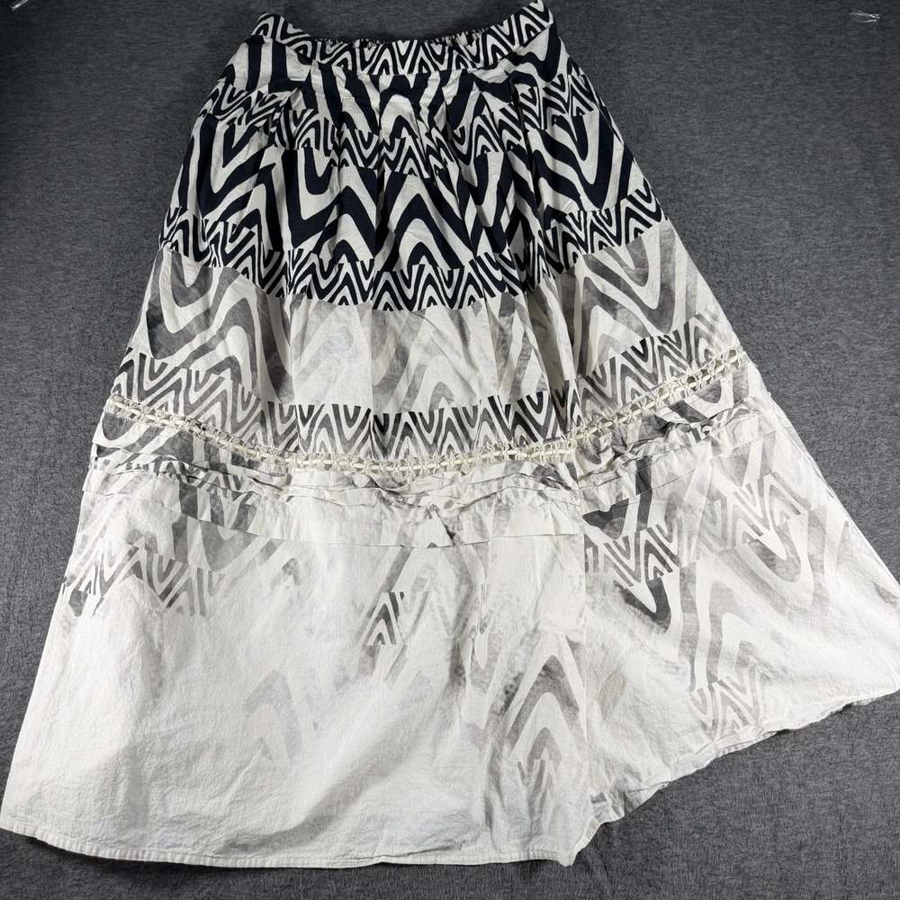 MES DEMOISELLES Paris Boho Maxi Skirt Festival Art Shells Tiered Size 44 L Indie